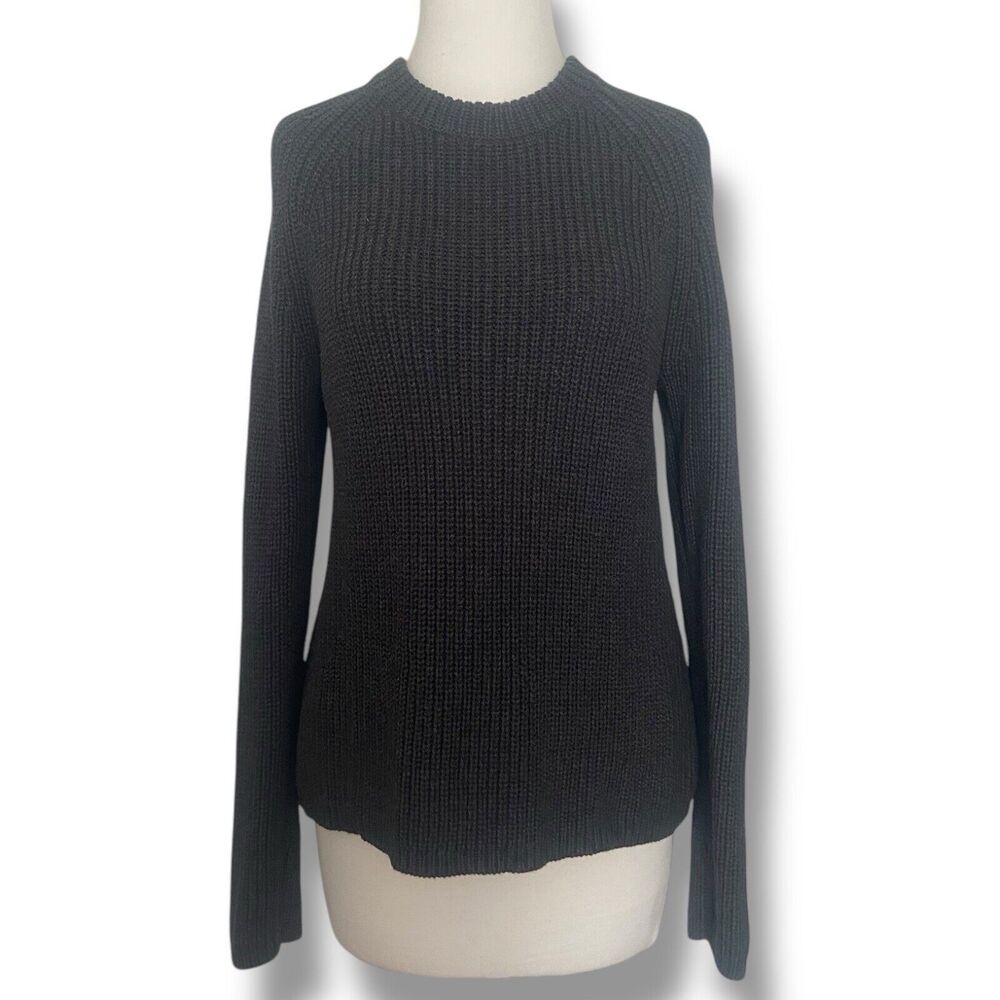 Quince 100% Organic Cotton Fisherman Ribbed Crew Sweater Gray Women’s Size S